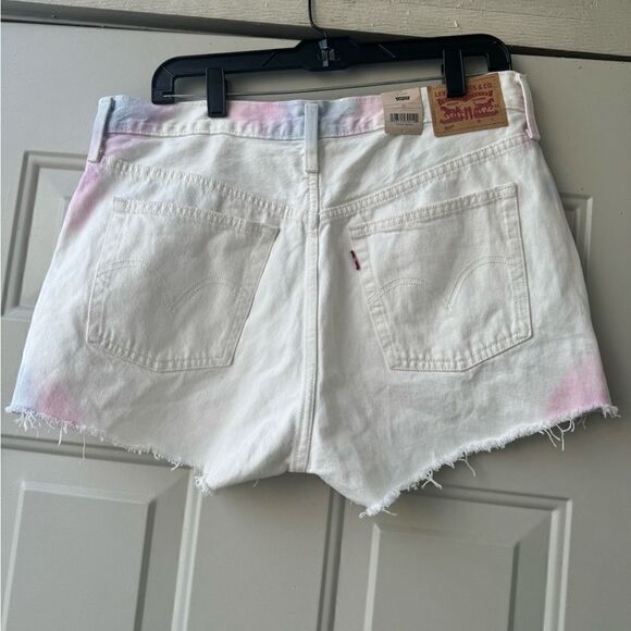 Women’s Levi 501 White Shorts With Pink And Blue Tye Dye Size 33 - Picture 7 of 12